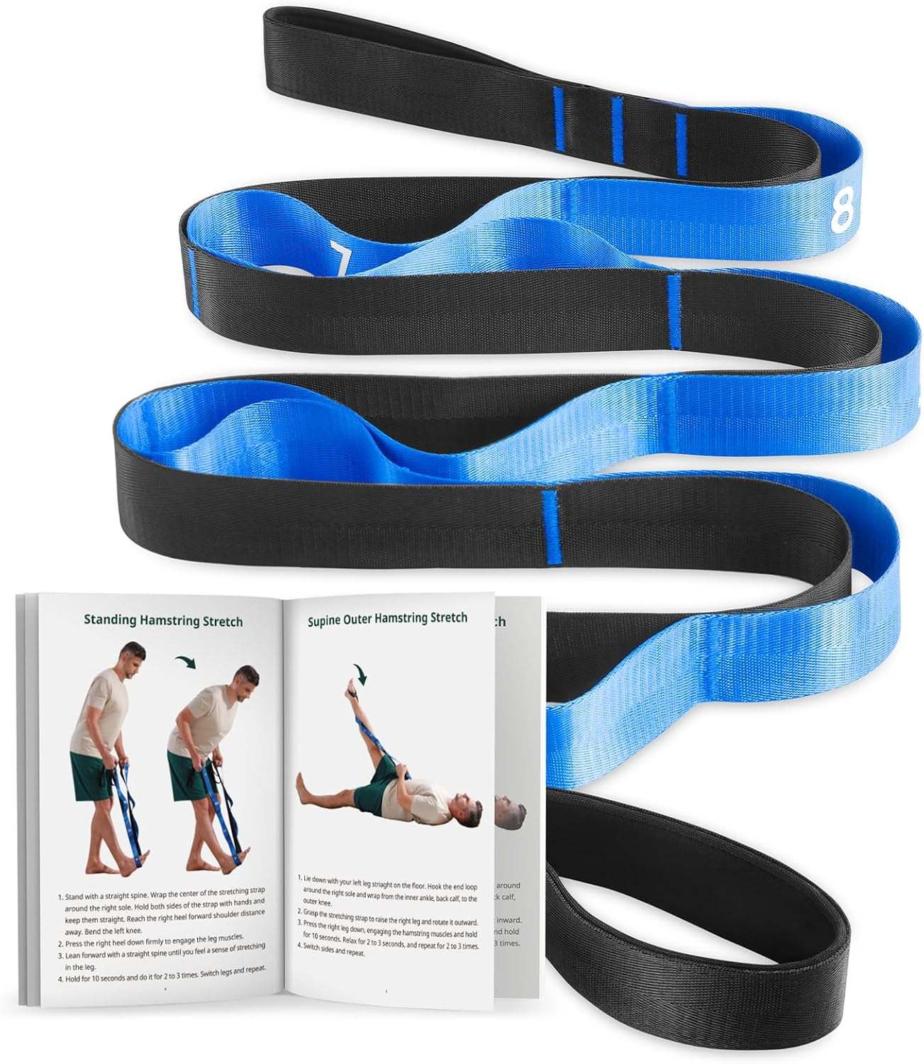 Premium Non-Elastic Yoga Stretch Straps with Loops - Durable Nylon Bands for Flexibility, Physical Therapy, and Hamstring Stretches - Includes Guidance for Optimal Use