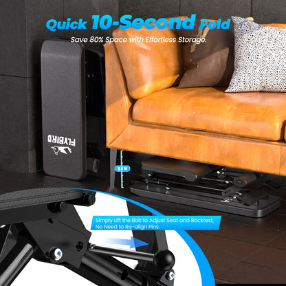 Collapsible Adjustable Weight Bench - Heavy Duty Foldable Fitness Exercise Utility, with 800 Lbs. Weight Capacity, Black