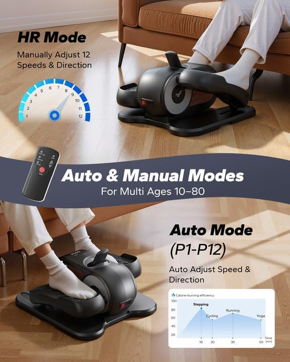 Effortless Fitness with the Under Desk Elliptical Machine - Perfect Leg Exerciser for Seniors with Remote Control & 12 Adjustable Speeds for Quiet Workouts at Home or Office