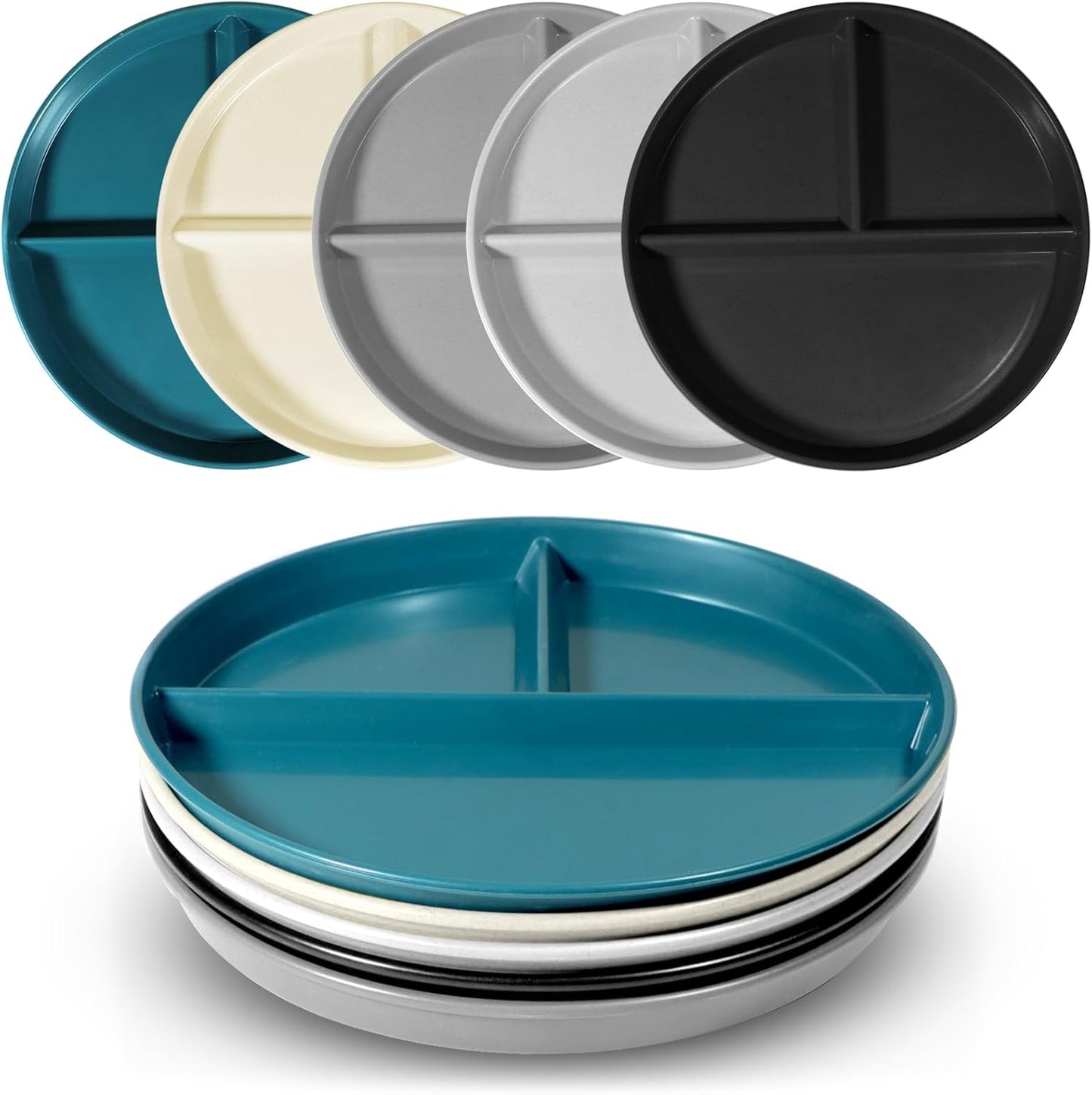 Transform Your Eating Habits with Our 9 Inch Portion Control Plate Set - 5 Stylish Divided Plates for Healthy Weight Management