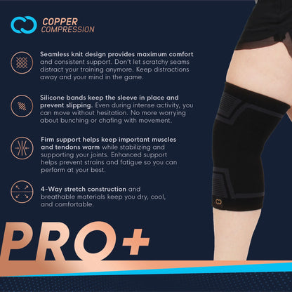 Elevate Your Performance with the PRO+ PowerKnit Compression Knee Sleeve L/XL - Unisex, Black, Ideal for Stability, Pain Relief, and Recovery