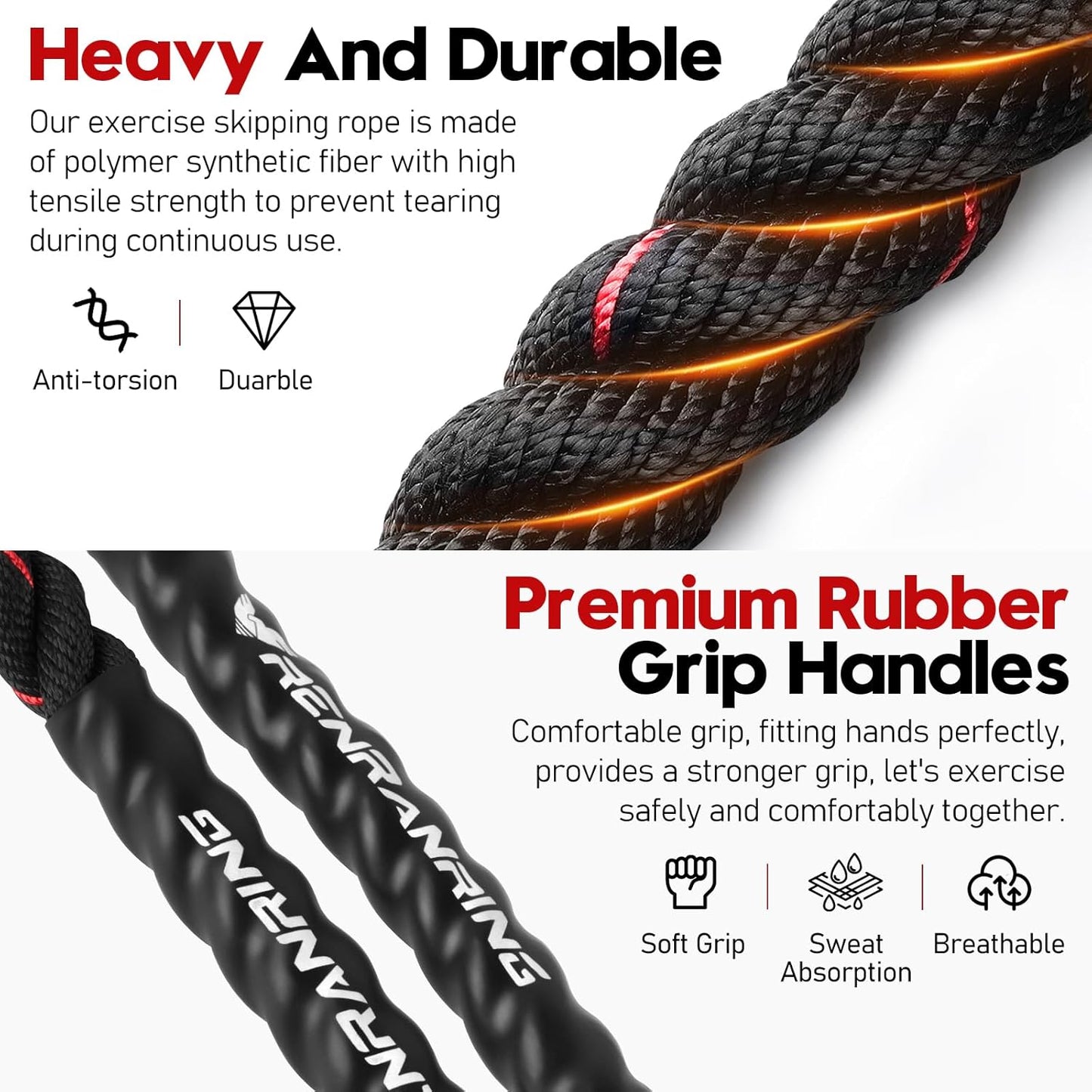 Elevate Your Fitness Game with Our 3lb Weighted Jump Rope - Perfect for Men and Women! Maximize Your Workouts and Build Strength with This Premium Heavy Skipping Rope for Home Gym and Outdoor Exercise.
