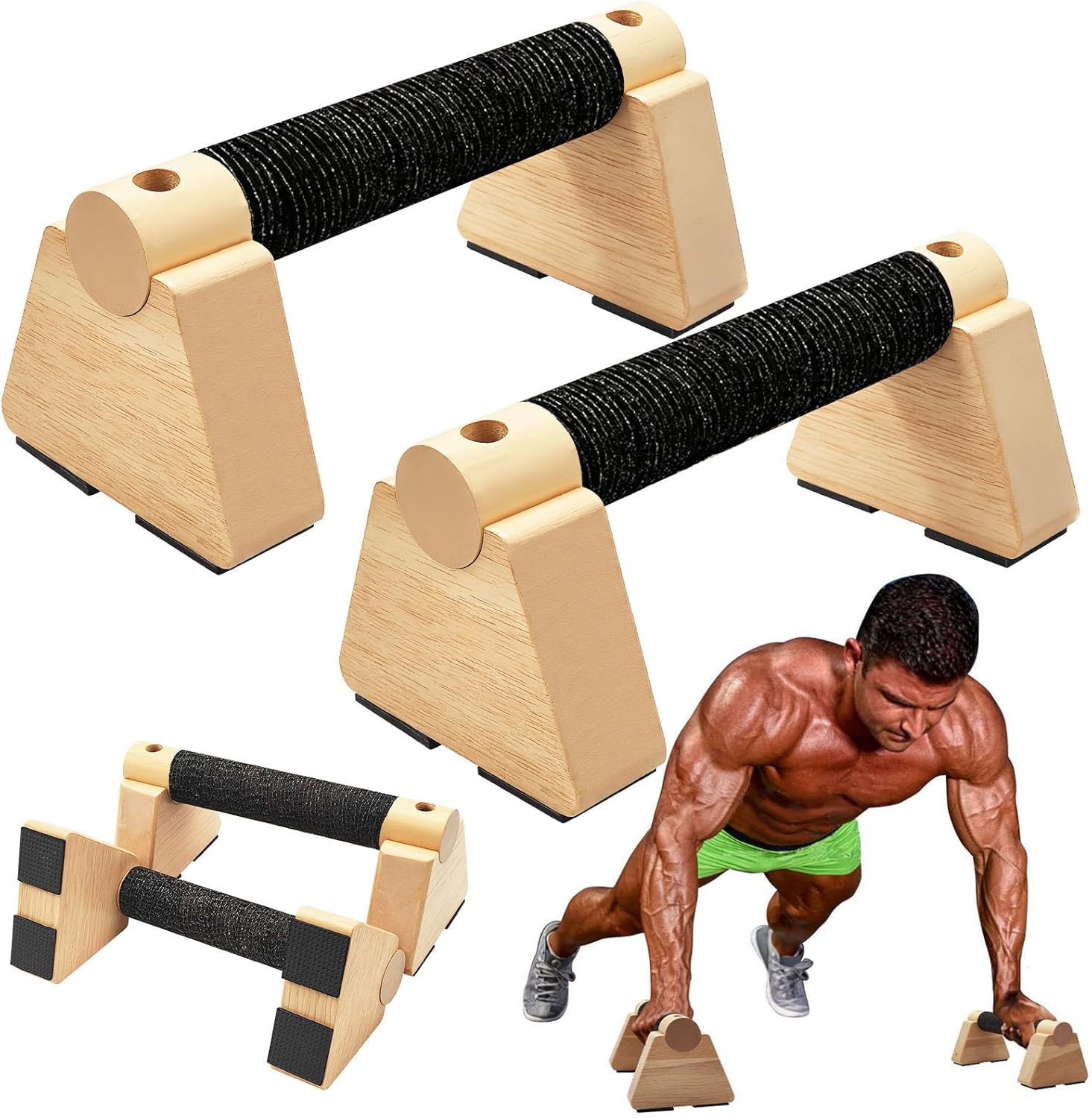Elevate Your Workout with Premium Wooden Parallettes Bars - The Ultimate Push Up and Handstand Training Equipment for Strength and Stability