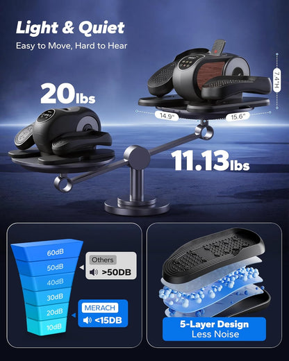 Effortless Fitness with the Under Desk Elliptical Machine - Perfect Leg Exerciser for Seniors with Remote Control & 12 Adjustable Speeds for Quiet Workouts at Home or Office