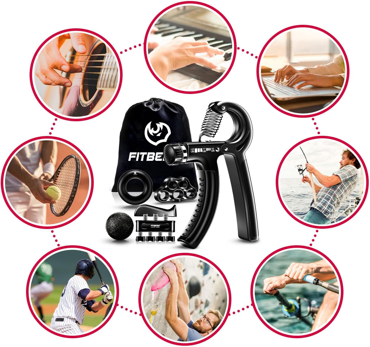 Maximize Your Grip Strength with the FitBeast Adjustable Hand Grip Strengthener Kit - 5 Pack for Ultimate Performance
