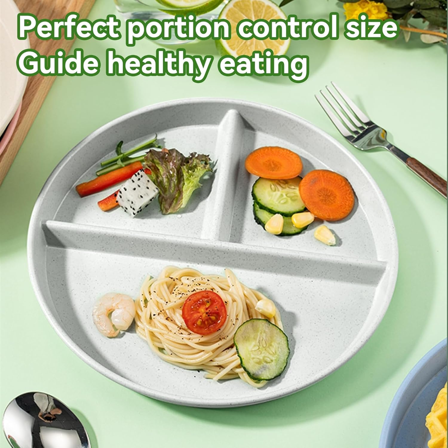 Transform Your Eating Habits with Our 9 Inch Portion Control Plate Set - 5 Stylish Divided Plates for Healthy Weight Management
