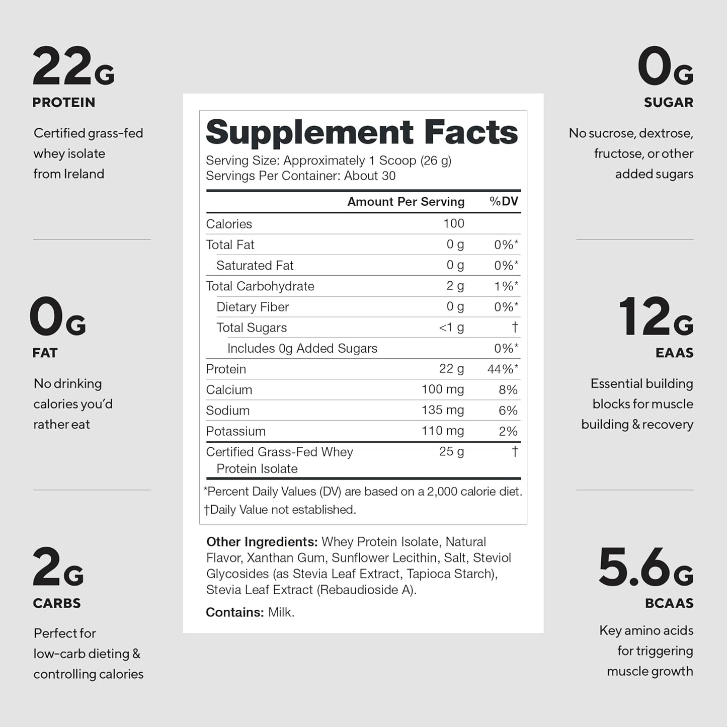 Grass‑Fed Whey Isolate – French Vanilla
