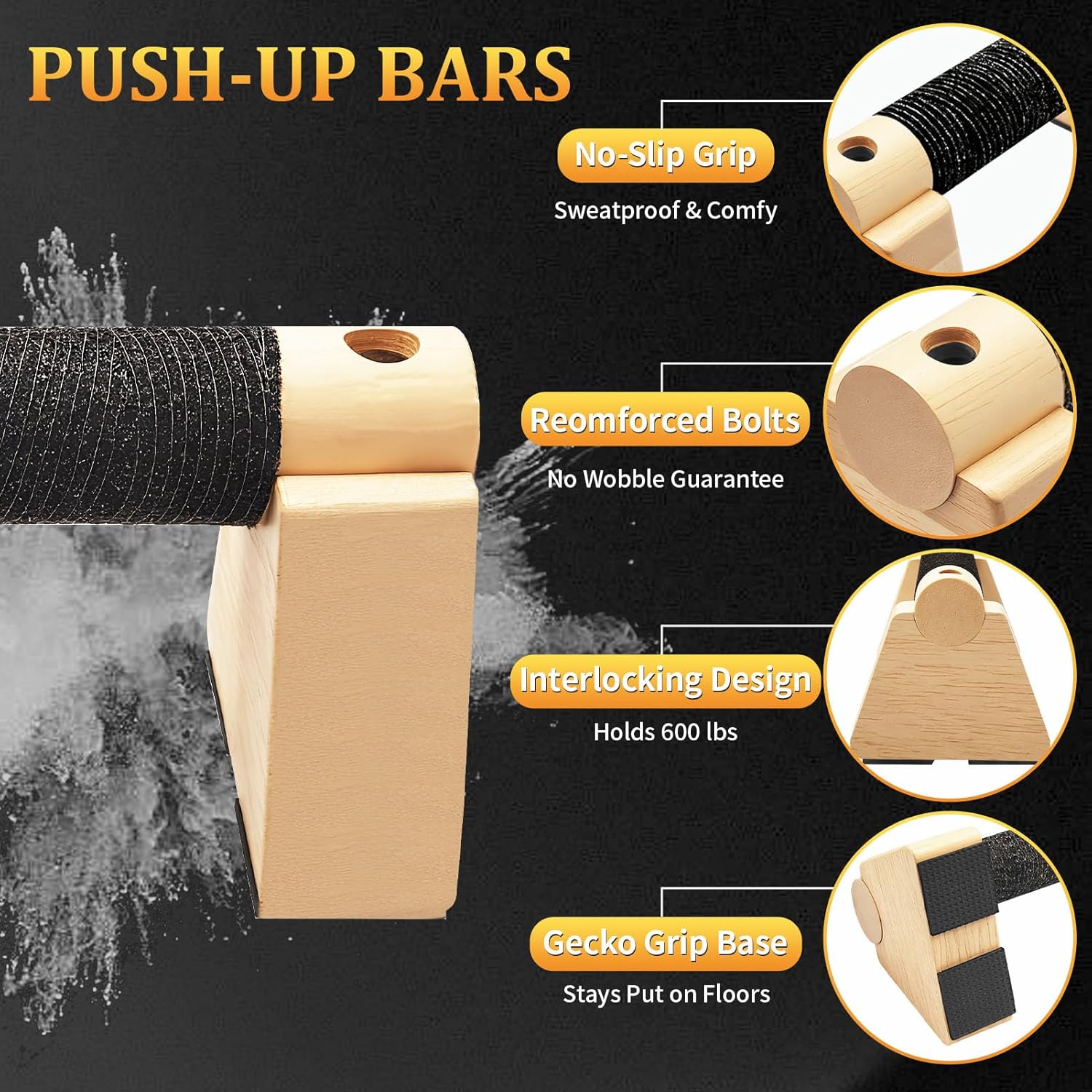 Elevate Your Workout with Premium Wooden Parallettes Bars - The Ultimate Push Up and Handstand Training Equipment for Strength and Stability