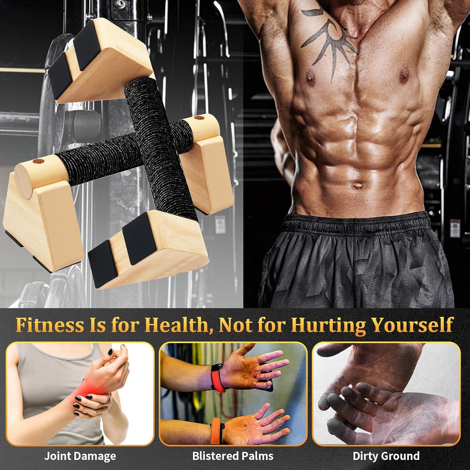 Elevate Your Workout with Premium Wooden Parallettes Bars - The Ultimate Push Up and Handstand Training Equipment for Strength and Stability