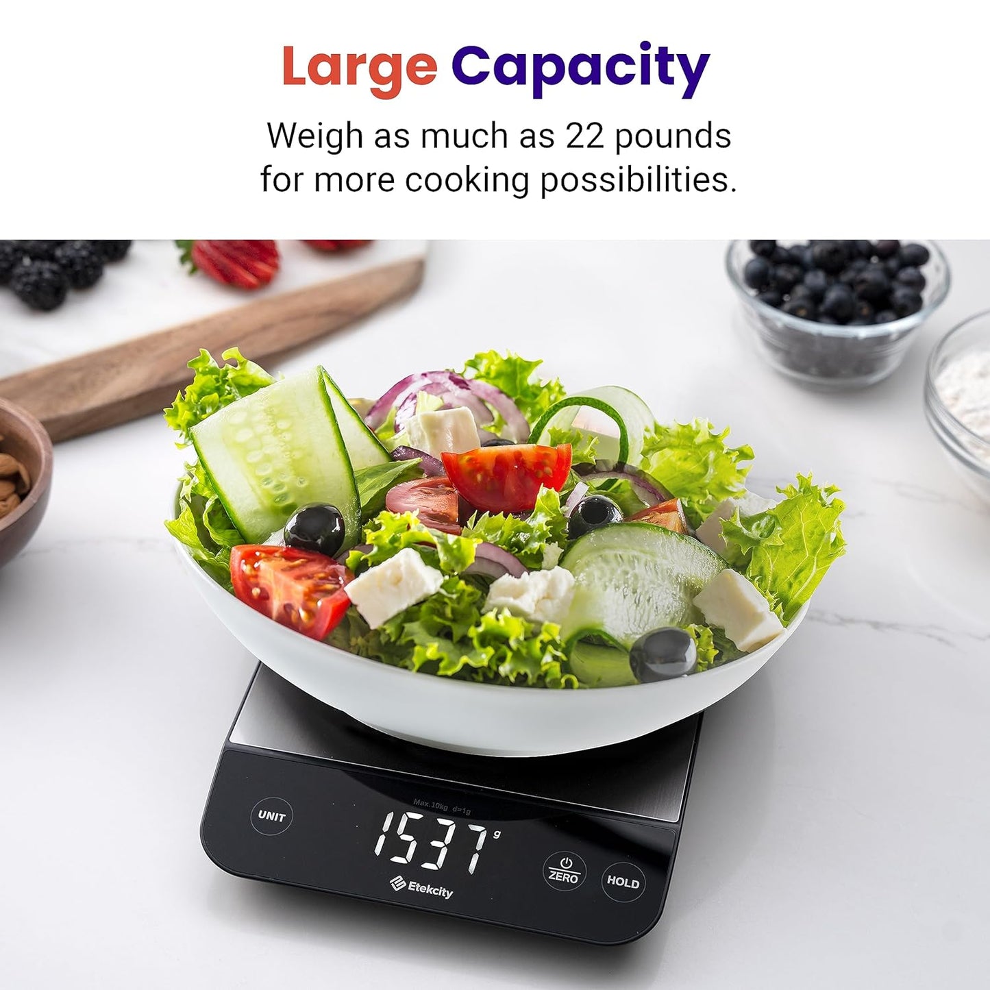 Precision Digital Kitchen Scale - 22Lb Capacity, Waterproof, USB Rechargeable, Perfect for Weight Loss, Baking & Cooking, 5 Units, 304 Stainless Steel