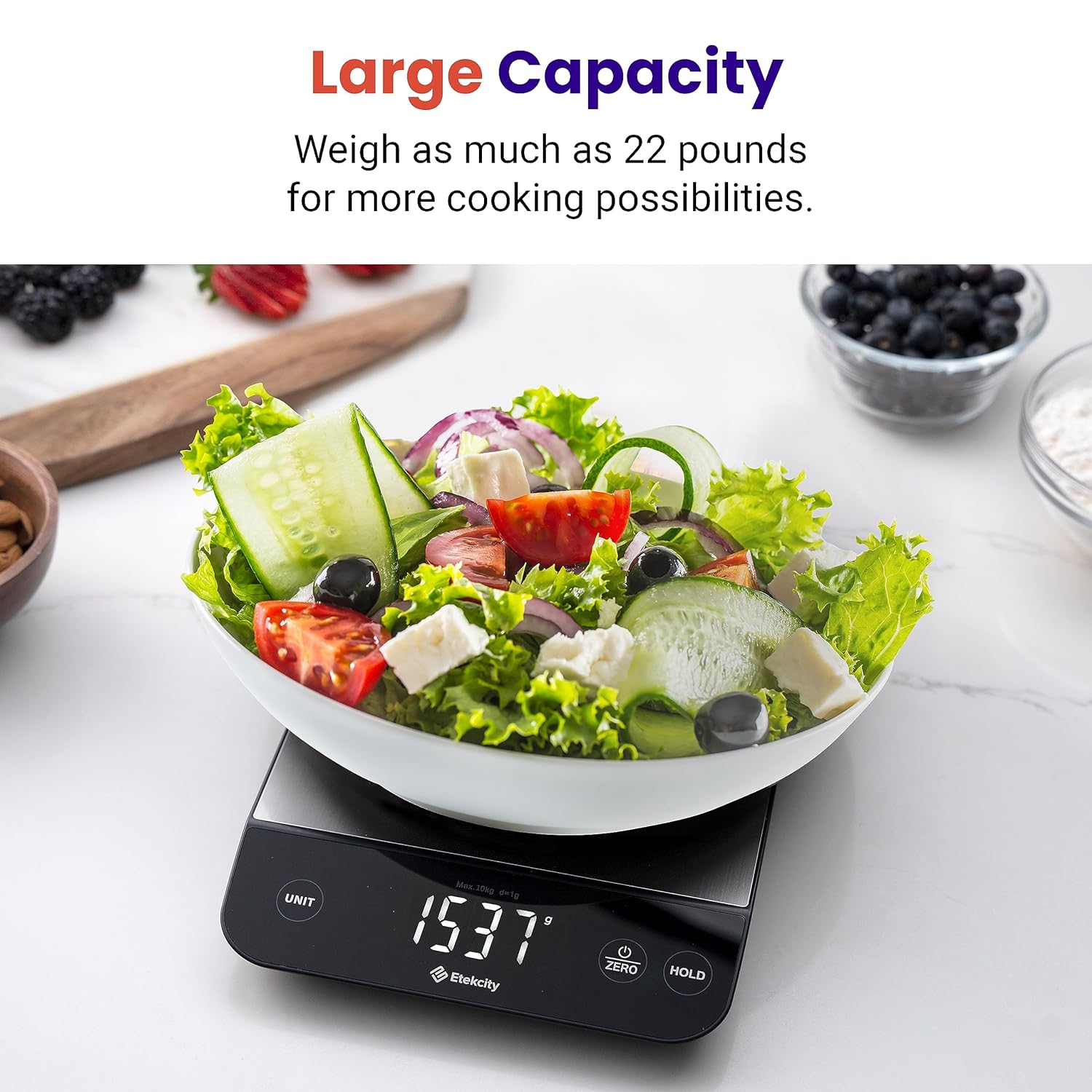 Precision Digital Kitchen Scale - 22Lb Capacity, Waterproof, USB Rechargeable, Perfect for Weight Loss, Baking & Cooking, 5 Units, 304 Stainless Steel