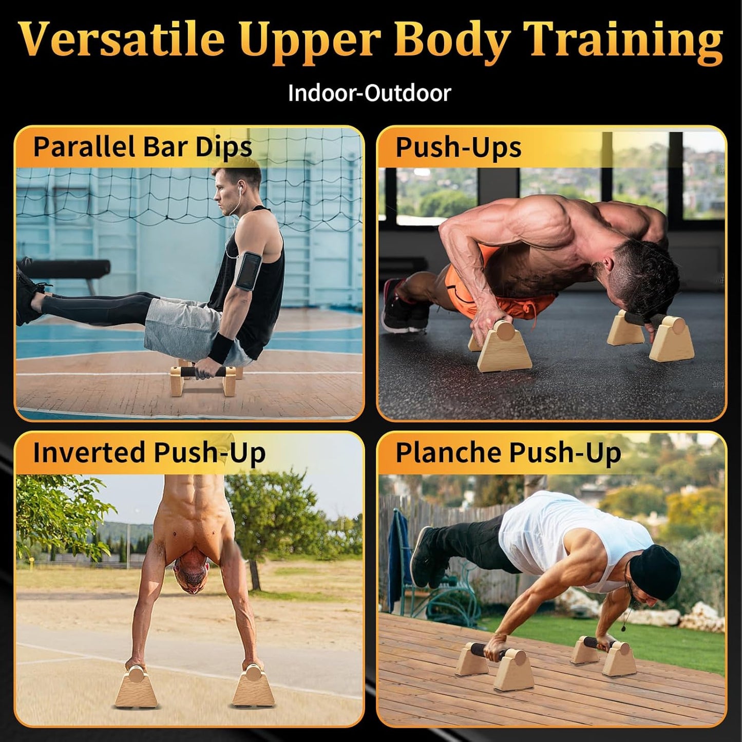 Elevate Your Workout with Premium Wooden Parallettes Bars - The Ultimate Push Up and Handstand Training Equipment for Strength and Stability