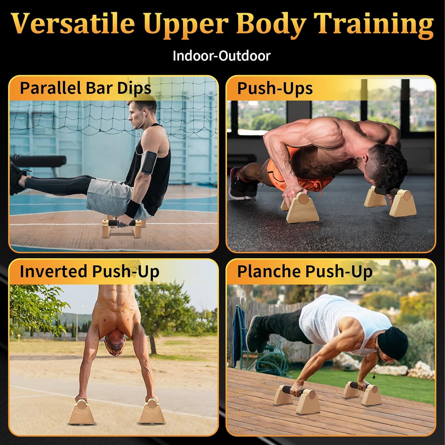 Elevate Your Workout with Premium Wooden Parallettes Bars - The Ultimate Push Up and Handstand Training Equipment for Strength and Stability