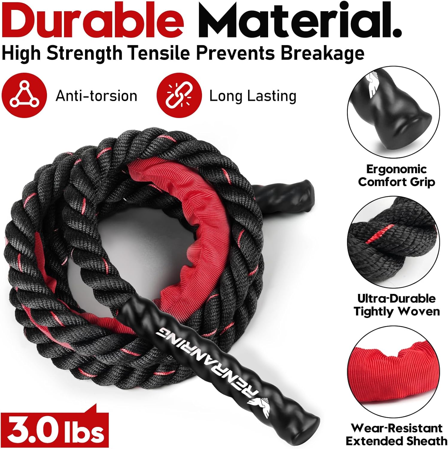 Elevate Your Fitness Game with Our 3lb Weighted Jump Rope - Perfect for Men and Women! Maximize Your Workouts and Build Strength with This Premium Heavy Skipping Rope for Home Gym and Outdoor Exercise.