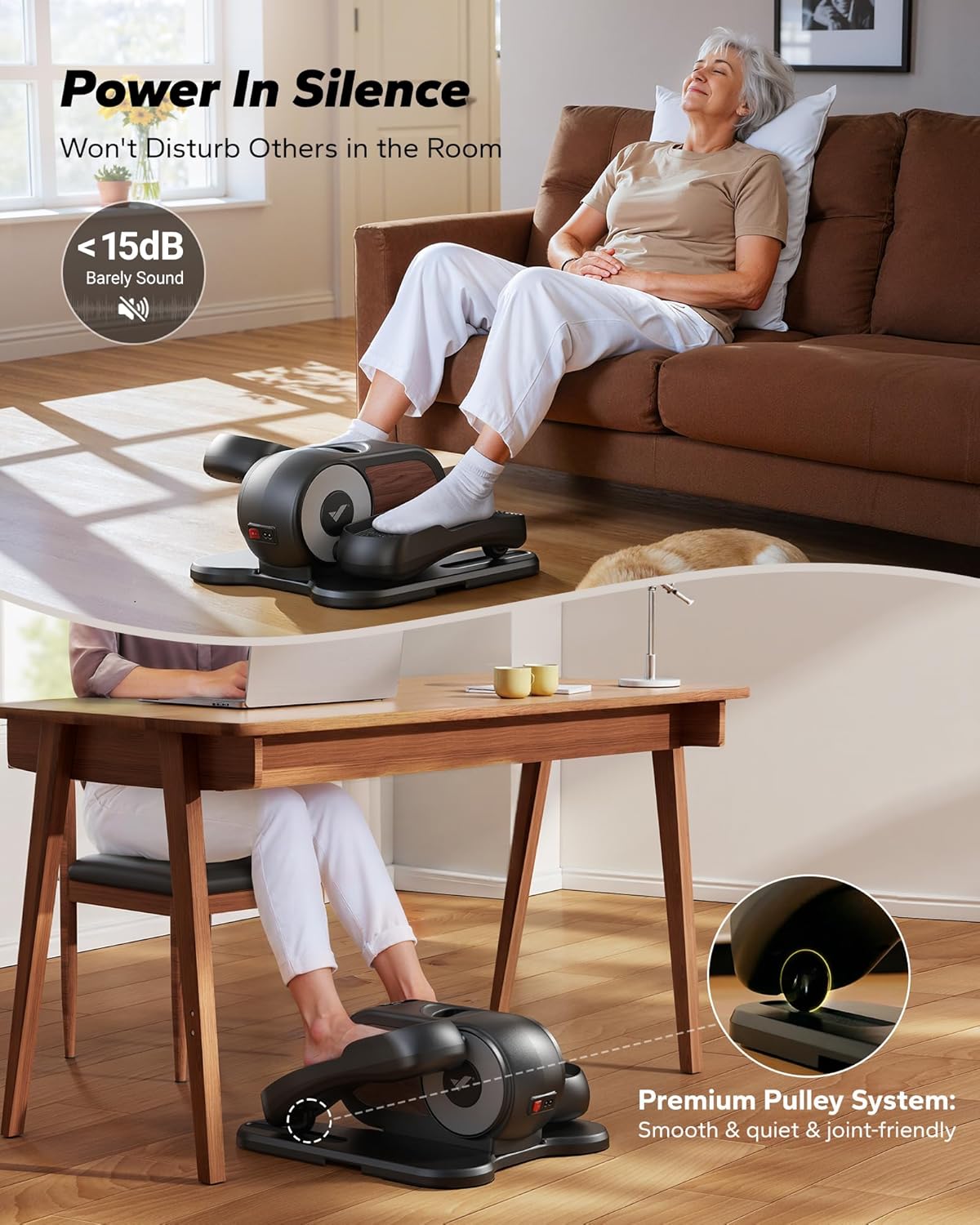 Effortless Fitness with the Under Desk Elliptical Machine - Perfect Leg Exerciser for Seniors with Remote Control & 12 Adjustable Speeds for Quiet Workouts at Home or Office