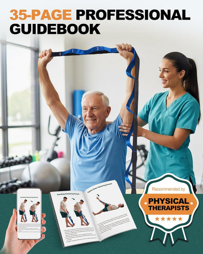 Premium Non-Elastic Yoga Stretch Straps with Loops - Durable Nylon Bands for Flexibility, Physical Therapy, and Hamstring Stretches - Includes Guidance for Optimal Use