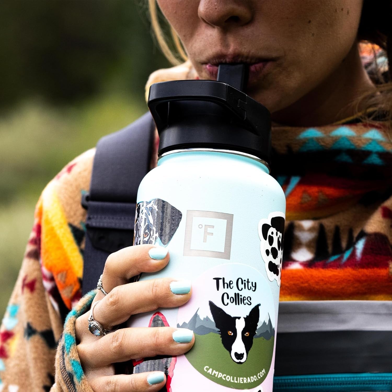 Stay Hydrated on Your Adventures: 32 Oz Wide Mouth Insulated Stainless Steel Flask with Straw in Midnight Black